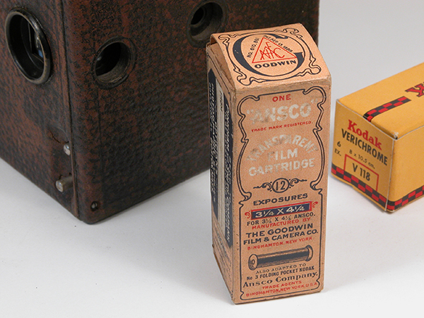 The Goodwin Film & Camera Company Ansco 7B Film, Anthony & Scovill No. 2 Box Camera and Eastman Kodak 118 Film