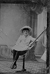 Tintype portrait of young girl on hammock