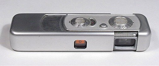 Minox IIIS Camera Opened, Orange Filter in Place