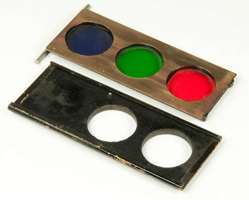 sliding tri-color filter holder disassembled